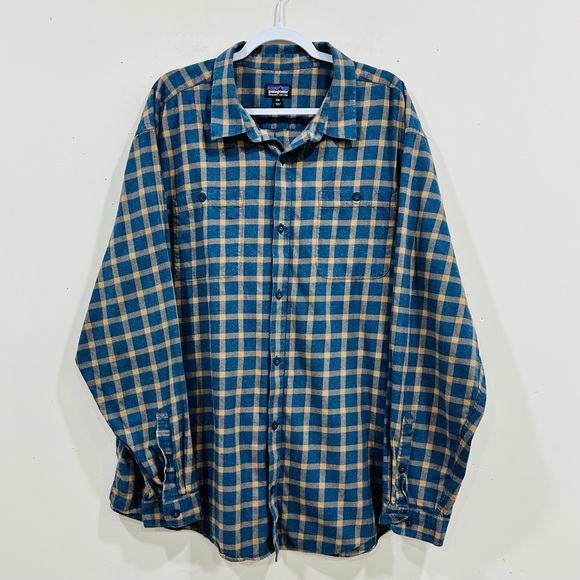 Patagonia Other - Patagonia Plaid Long Sleeve Organic Cotton Button‎ Shirt XXL Men's Blue Olive